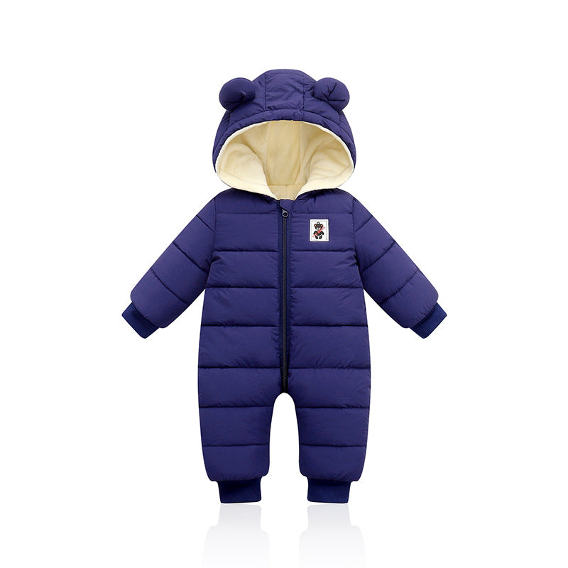 Suitable For Height 66cm Dark Blue Baby & Toddler Hooded Padded Snowsuit - Fleece Lined Winter Romper Outerwear