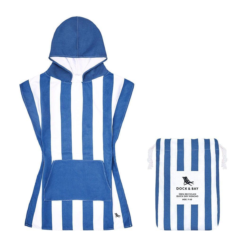 Dock & Bay KIDS Poncho Hooded Towel -Mini Cabana Collection-Whitsunday Blue XS (2-4yrs)-1942353864221134848