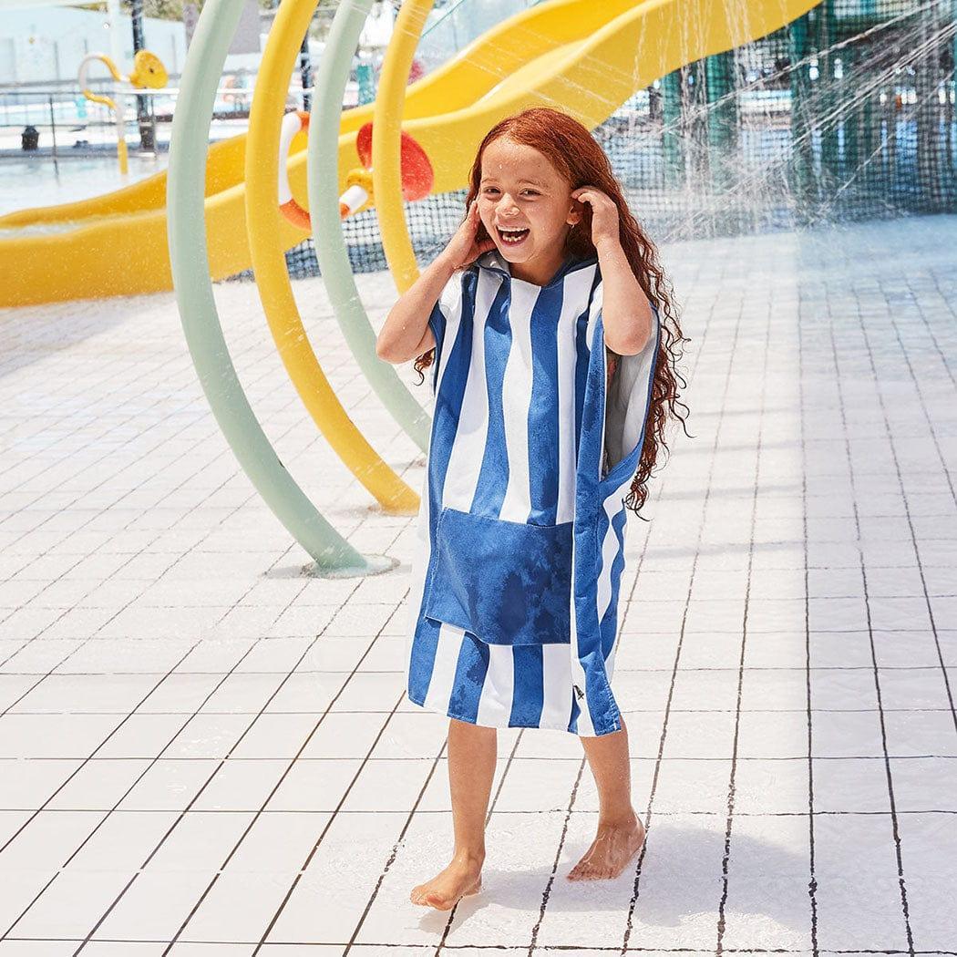 Dock & Bay KIDS Poncho Hooded Towel -Mini Cabana Collection-Whitsunday Blue M (8-10yrs)-1942353863210307585