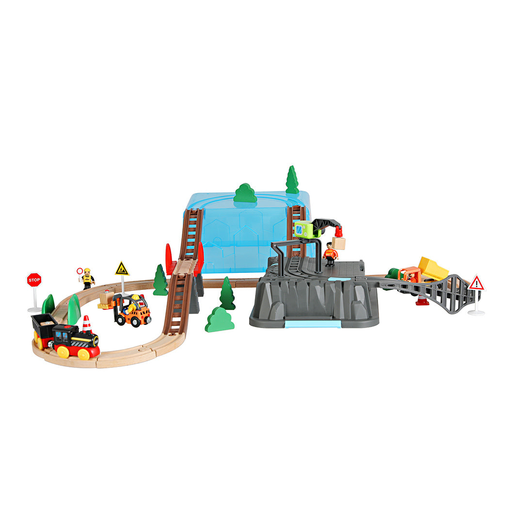 Bopeep Toy Train Set Track DIY Wooden-1942352910641926145
