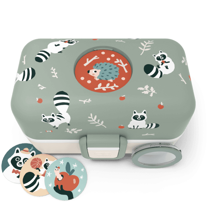 Monbento Tresor Graphic Kids's Bento Box- Green Raccoon Green Raccoon-1973194135888334851