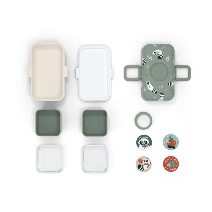 Monbento Tresor Graphic Kids's Bento Box- Green Raccoon Green Raccoon-1973194135888334853