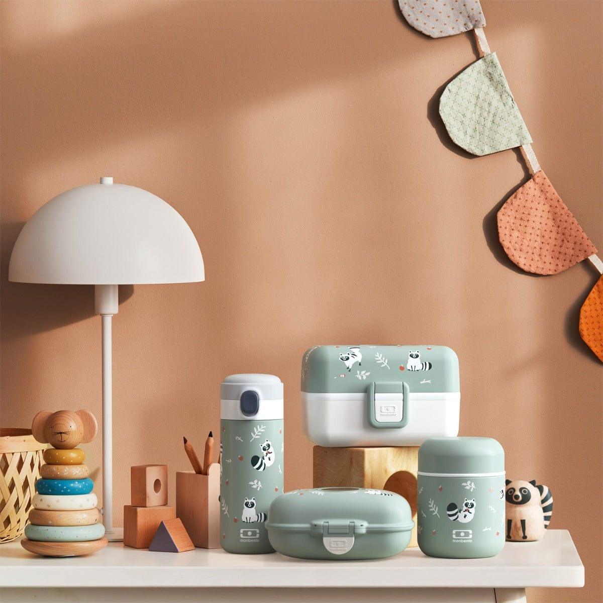 Monbento Tresor Graphic Kids's Bento Box- Green Raccoon Green Raccoon-1973194135888334855